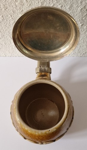 Schöner Keramik Bierkrug mit Zinndeckel - RM / R. Merkelbach, W. Germany um 1950 - Bild 6 von 7