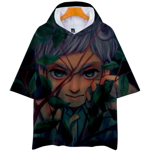 Anime The Promised NeverLand 3D Short Sleeve Loose Shirt Hoodie, Hooded T-Shirt
