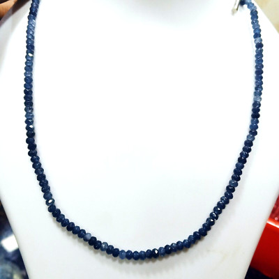 Blue Sapphire Faceted Roundelle AAA Quality - Blue Sapphire Gemstone Beads