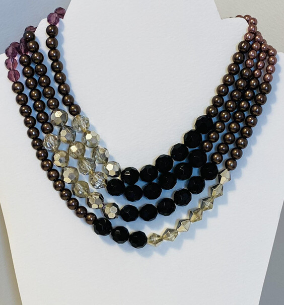 Multi Strand Faux Pearl Necklace Gem