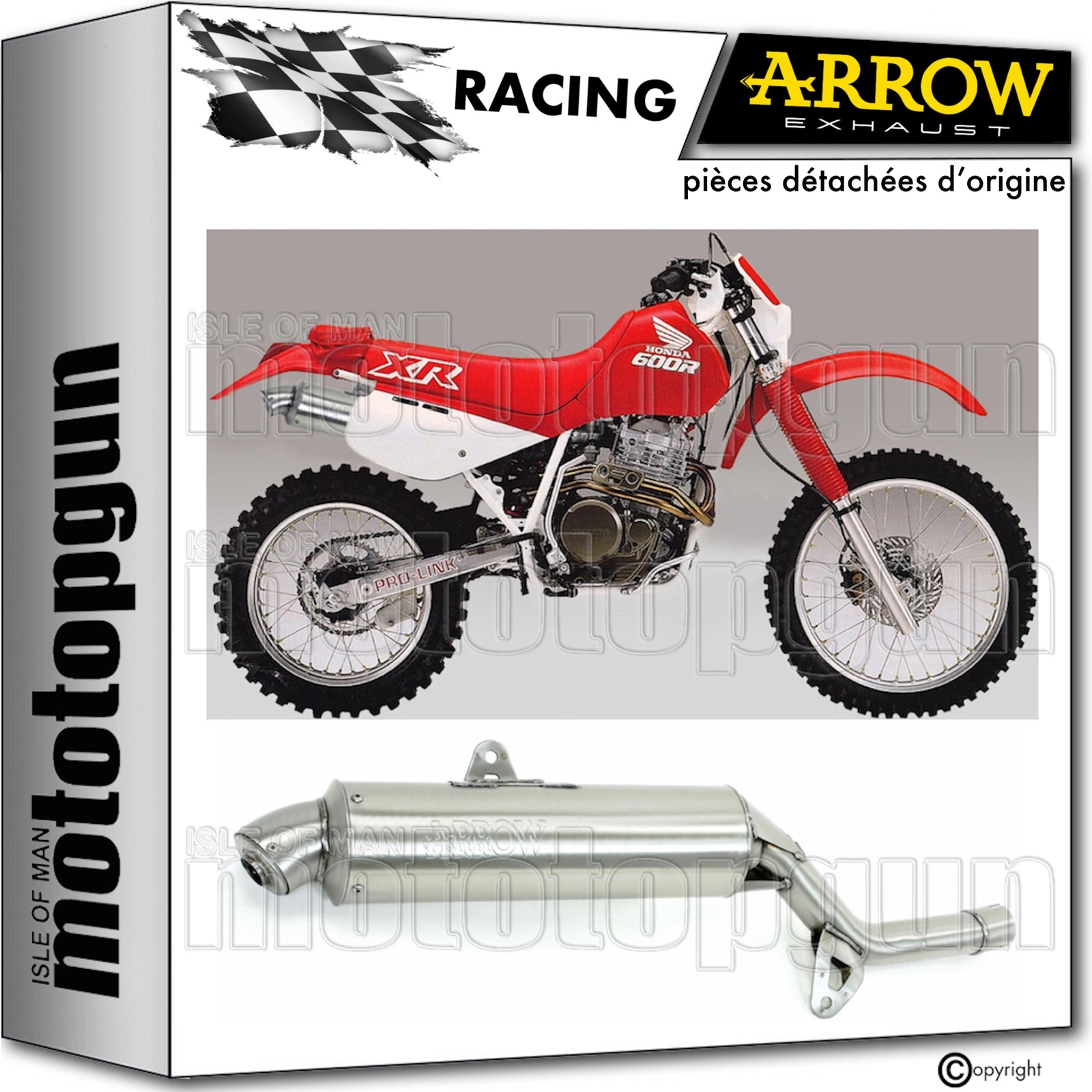 Pot d'échappement Racing Arrow pour Honda XR 600 R 1991-1992