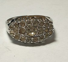 Brilliant 925 Sterling Silver and Rhinestone Statement/Cocktail Ring Size 8
