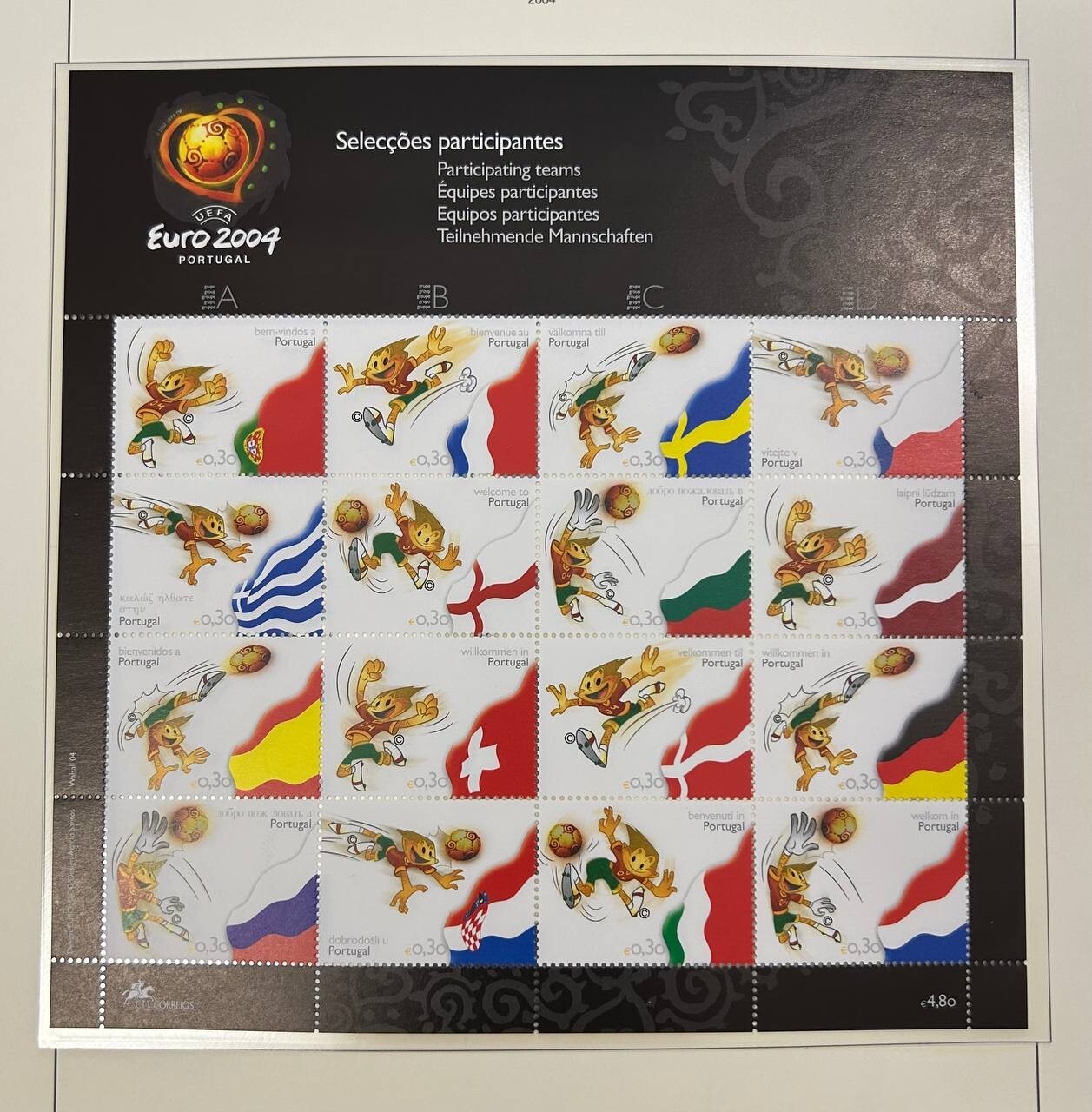 Portugal 2004  mini-sheet of stamps Mi#2773-88 Euro 2004 MNH CV=14$