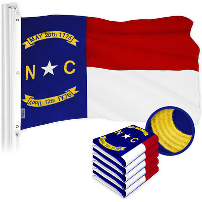 G128 5 Pack North Carolina State Flag 6x10 Ft ToughWeave Embroidered 600D Poly