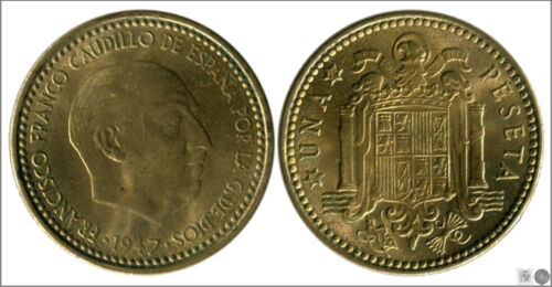 Spain 1 Peseta 1947 (54) franco S/C - 第 1/1 張圖片