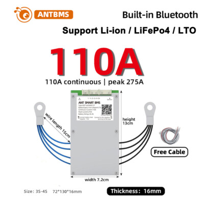 ANT BMS Smart Balance Bluetooth Board 3S 4S 275A LiFePo4 Li-ion LTO Battery