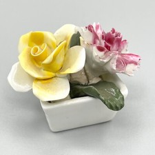 Vintage Sandford Fine Bone China Miniature Flower Figurine Planter 1.5 tall