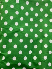 White Quarter Size Polka Dots on Green Cotton Fabric Print, 60" Wide
