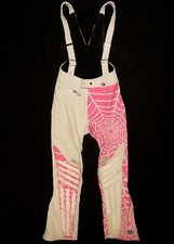 RARE vintage 90  s Spyder stretch Entrant ski pants overalls hot pink White web