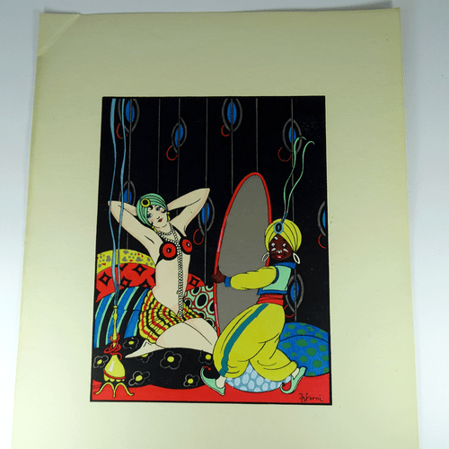 Art Deco Art Lithograph Orient Lady Mata Hari Oriental Woman Art 1930s - Picture 10 of 12