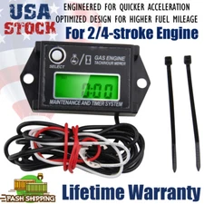 Waterproof Tiny Tach Digital Hour Meter Tachometer Resettable Job Timer Power