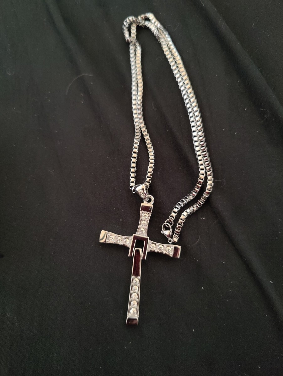 Silver Cross Chain Necklace Fast Furious Dominic Toretto Pendant
