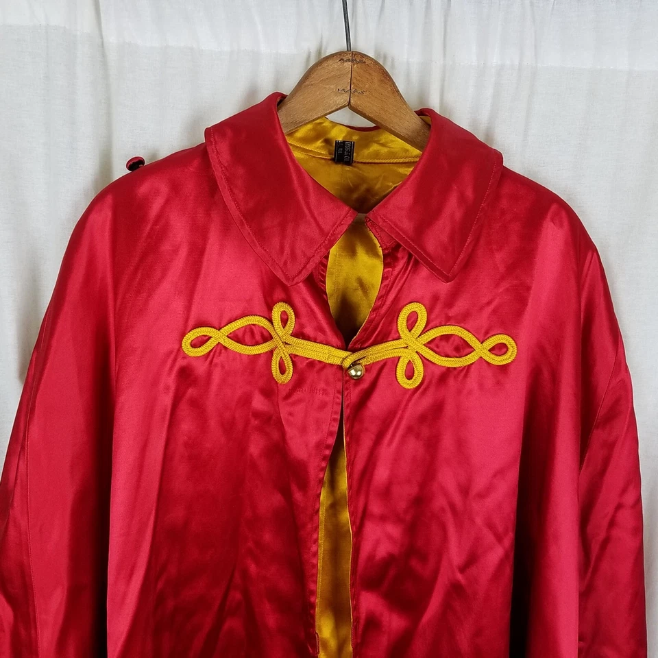 Vintage DeMoulin Bros Red Gold Satin Cape Marching Band Ring Leader Men Adult OS - Image 2 of 4