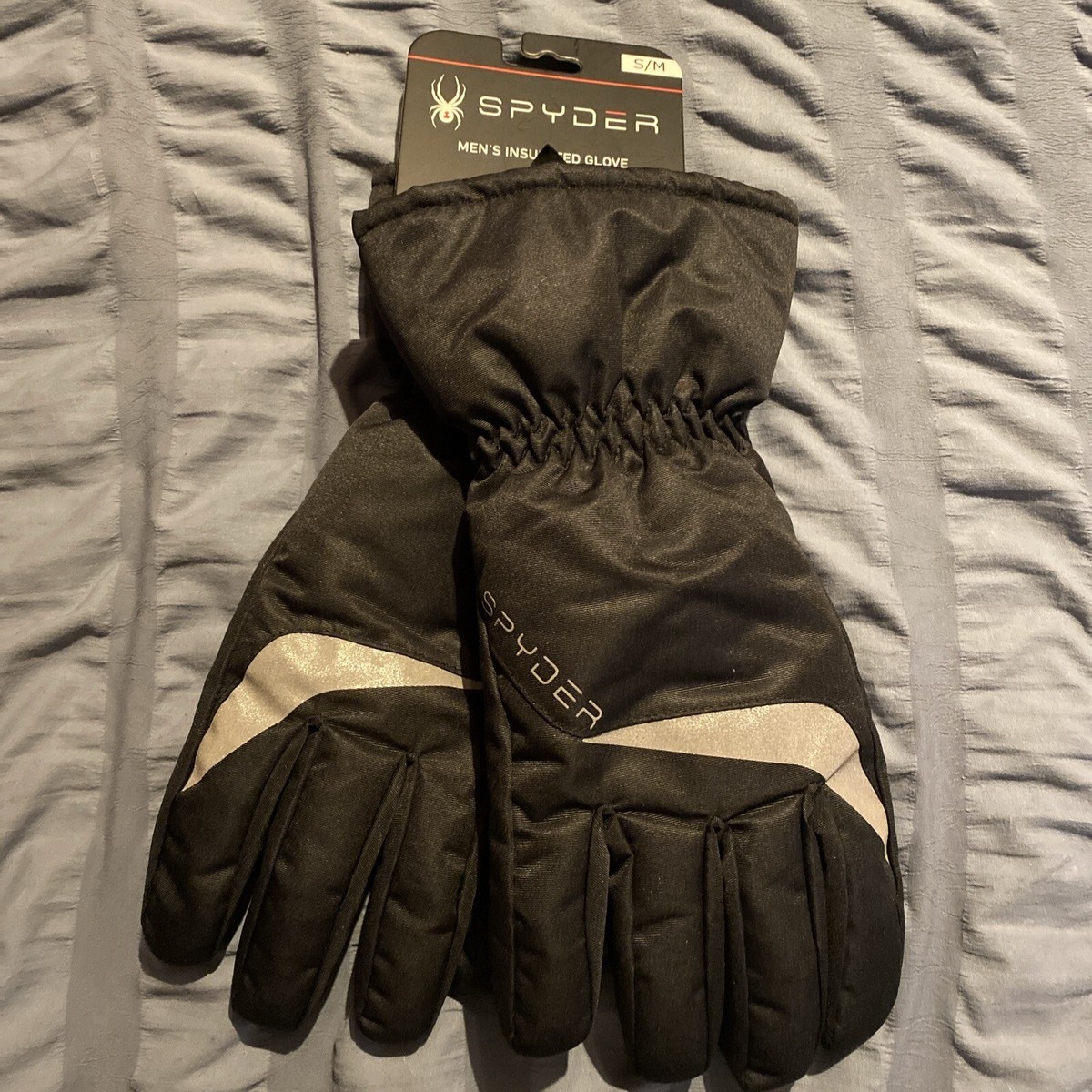 New Spyder Men's Black Logo Insulated Ski Winter Snow Gloves