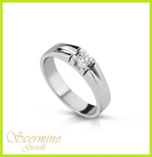 ANELLO DA UOMO IN ORO BIANCO 18K CON DIAMANTE NATURALE 0.05 CARATI CERTIFICATO