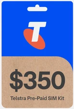 Telstra $350 SIM Card Starter Kit 300GB Data PrePaid 1 Year Expiry Tri-Cut