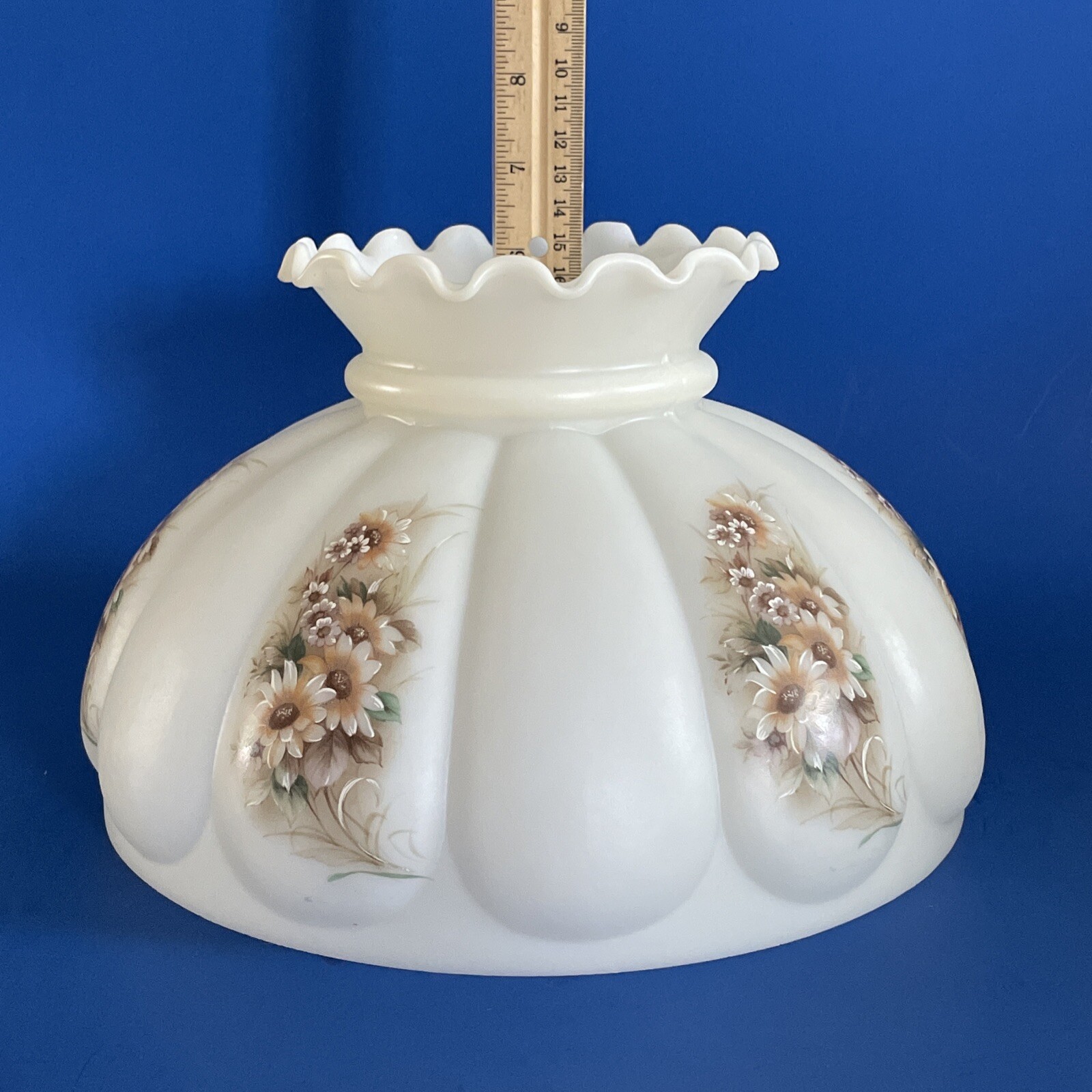 Vintage GWTW 10" Fitter Off White Satin Oil Or Electric Glass Melon