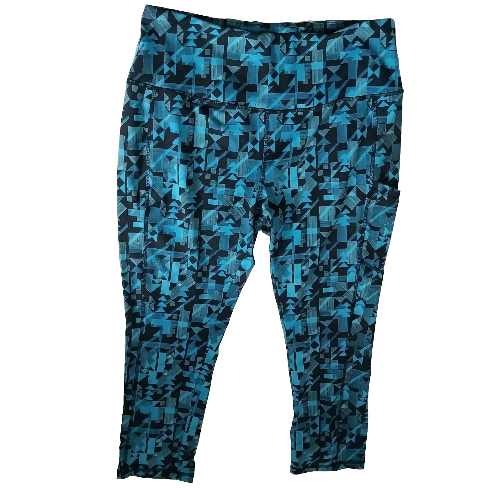 Crane Yoga Pants Women's Sz Large Blue Black Geometric Design Active Spandex-image