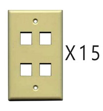 15 Pack Lot - Keystone 4 Hole Port Jack Wall Face Plate Network CAT5e CAT6 Ivory
