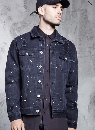Paint Splatter Denim Jacket Punk Style 