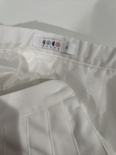 Coco Blanc White Short Pleated Skirt Adjustable Waist Sz 4 - Picture 4 of 6