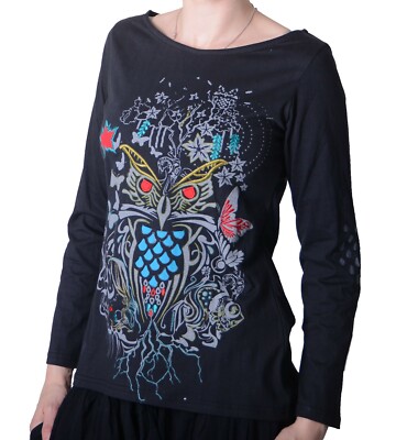Goa Hippie Cotton Sweatshirt Jumper Owl Of Art And Magic