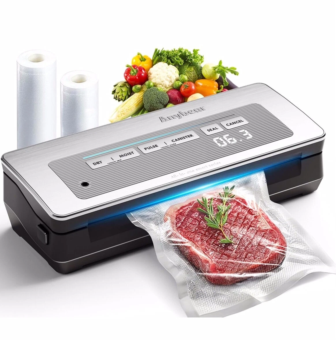Anybear Vacuum Sealer Machine 90kPa 120W Wide Seal All-IN-1 Powerful Food Storag