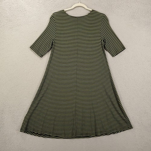 Old Navy Dress Womens Medium Olive Striped Swing T Shirt Stretch - Picture 11 of 11