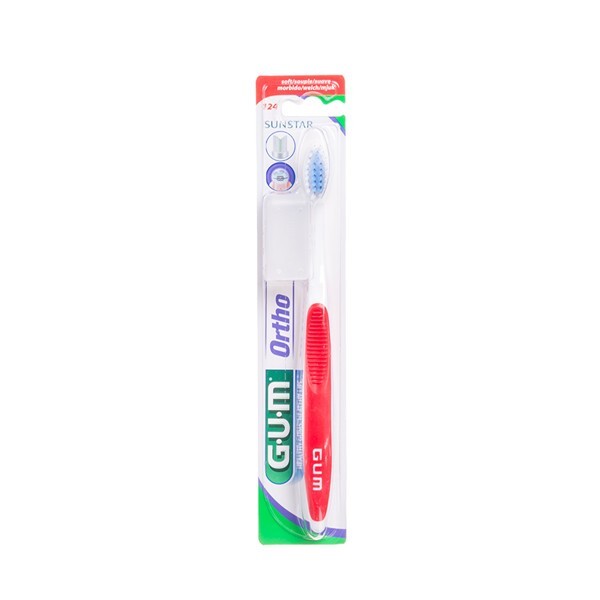 GUM ORTHODONTIC 4-ROW Toothbrush for Braces Wearers V Shaped Soft Bristles