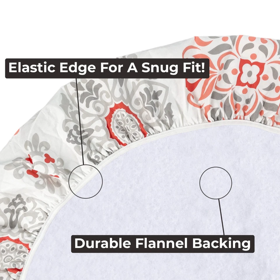 Round Vinyl Tablecloth Fitted Elastic Flannel Backed table cover Indoor/Outdoor - Image 3 of 4