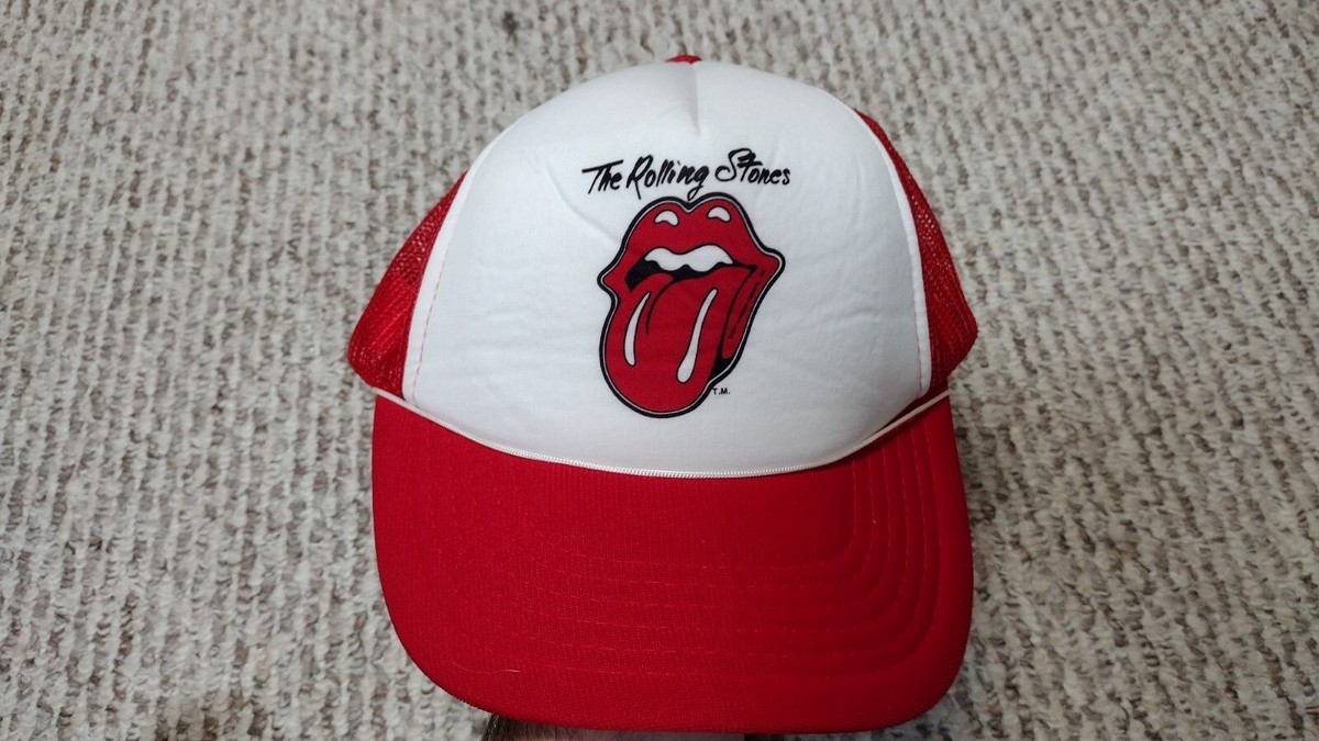 Vintage 80's 90s ROLLING STONES Red White Trucker Hat