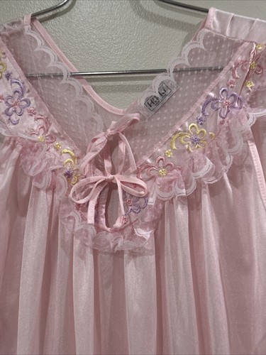 Rikki Of New York Long Nightgown Vintage Pink  Nylon Size 46 NWT - Picture 3 of 10