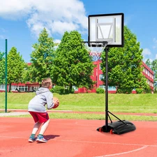 Adjustable Height Basketball Goal System Hoop Youth Kid PVC Backboard W/ Wheels