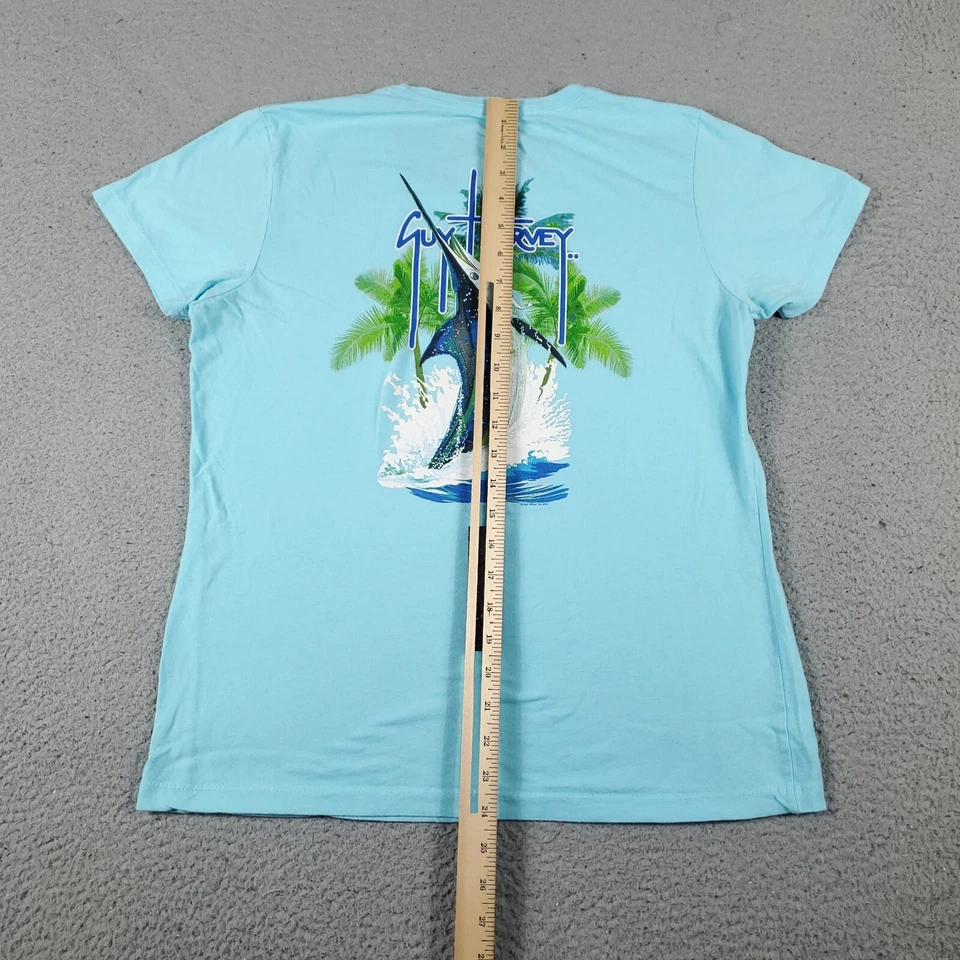Guy Harvey T Shirt Womens Large Blue Marlin Graphic Short Sleeve Ladies * - Image 4 of 4