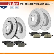 Front Rear Drilled Brake Rotors Ceramic Pads for Ford Edge Lincoln MKX Nautilus