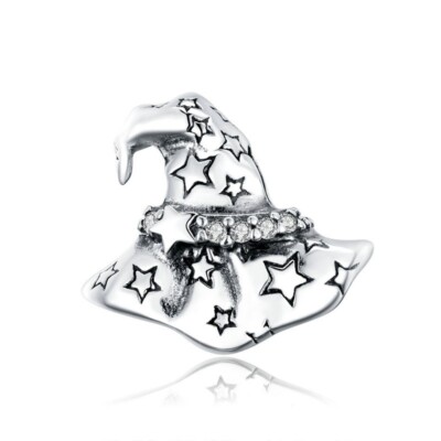 Hexenhut Charm Perle Magie Halloween Echt 925 Sterling Silber  