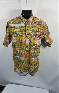 Vintage 90s Reyn Spooner Guy Buffet Men's Vineyard Print Egyptian Cotton Shirt M