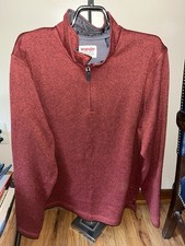 Mens Wrangler Authentics Burgundy 1/4 Zip Sweatshirt Fleece Lined size M