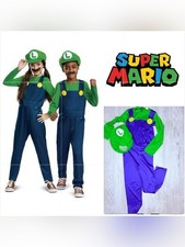 Super Mario brothers Luigi Halloween cosplay costume with hat medum 8-10 year