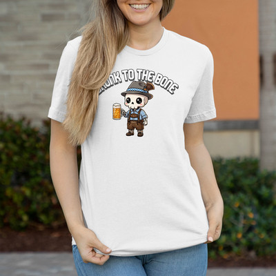Damen T-Shirt Drunk to the Bone Oktoberfest Wiesn Tracht Ersatz Spruch Party Hum