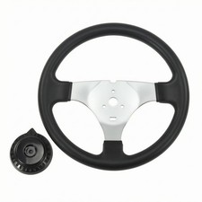 Produktbild - Kartlenkrad Verdickter Rand 3-Speichen-Lenkrad Schwarzer Griff Für Kart