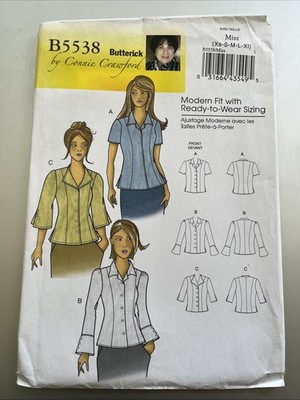 Schnittmuster Butterick Hemd Bluse Connie Crawford XS S M L XL SCHNITT Miss B5538