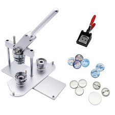 ChiButtons B400 Pro 37mm 1.5" Metric Button Maker Machine Kit  Silver-new