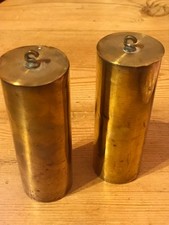 2 x Vintage  Brass Cased Vienna Wall Clock Weights Approx 1410g