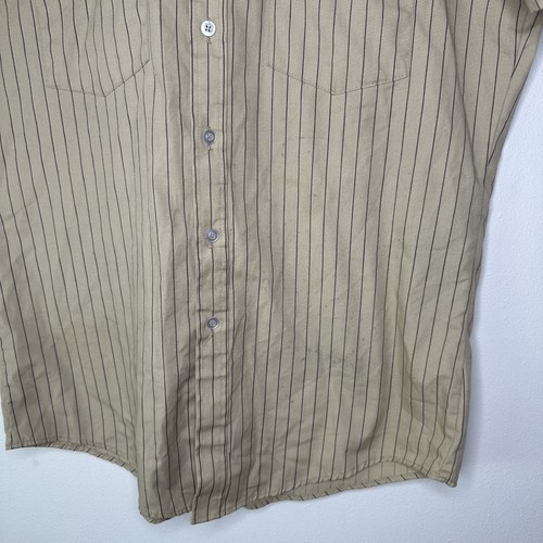 Vintage Unitog Phillips 66 Shirt Mens Medium Tan Pinstripe Work Uniform USA 90s - Picture 7 of 11