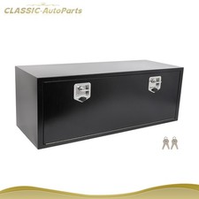 Black Iron For Truck Tractor Bed Storage Tool Box Case 2x Chains 48