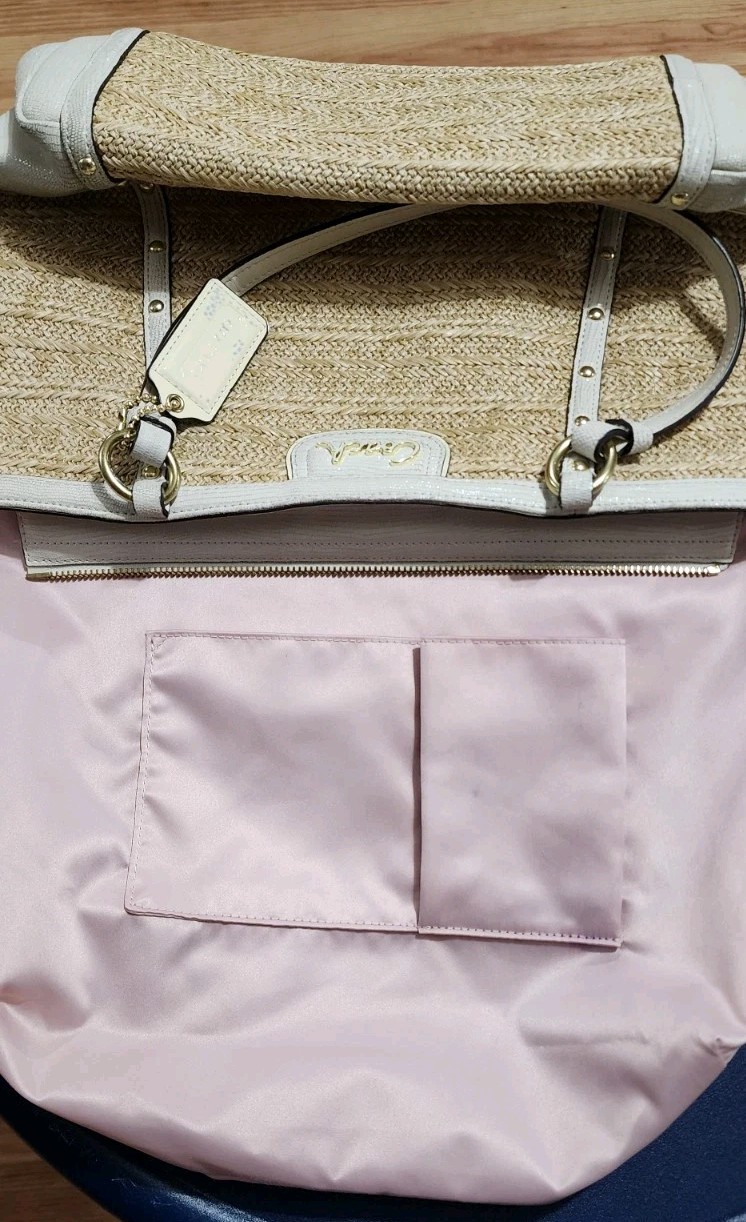 COACH ALEXANDRA Python Straw Shoulder Tote BAG F2… - image 17