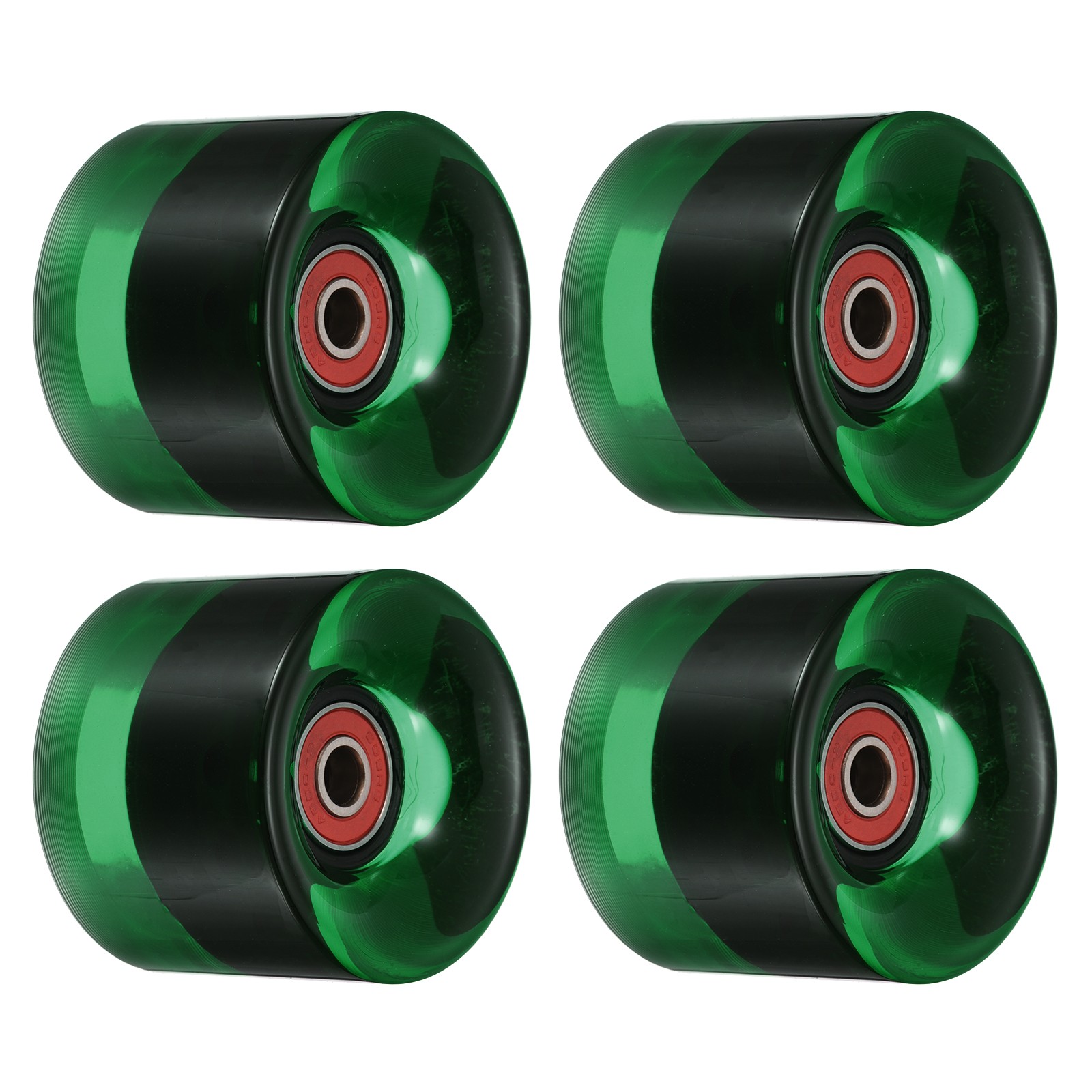 60mm Longboard Wheels with Bearings Skateboard Wheel 80A, Clear Green Red 4pcs