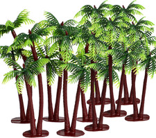 10Pcs Plastic Palm Tree Model Trees - Miniature Palm Trees: Fake Plastic Trees f