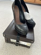 Alaia Black Crocodile Leather Platform ladies shoes Size 37